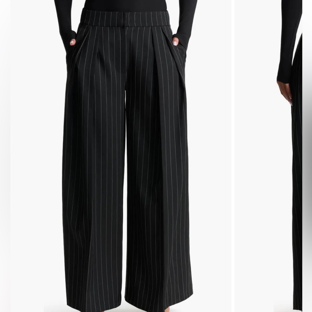 EUC Nordstrom Rack Black Pinstripe Wide-Leg Pants with pockets , Size Small - Picture 1 of 4